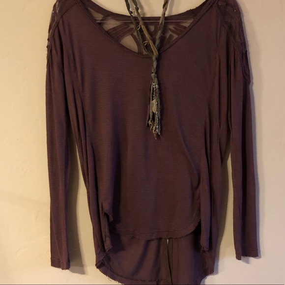 Free People Large Purple Burn-Out Lace Top - Picture 2 of 9